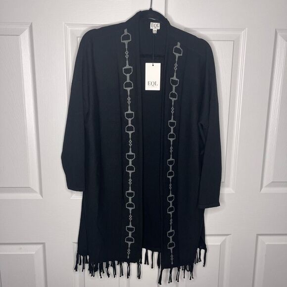 NWT EQL Bits and Fringe Long Cardigan By Kerrits Size Small/medium - Picture 2 of 8